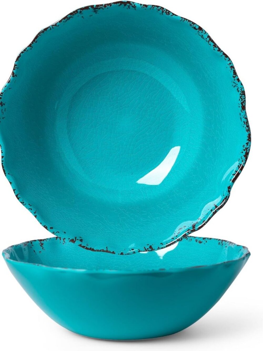 Vintage Melamine Salad & Pasta Bowls Set - 2 Large 12" Chip-Resistant Serving